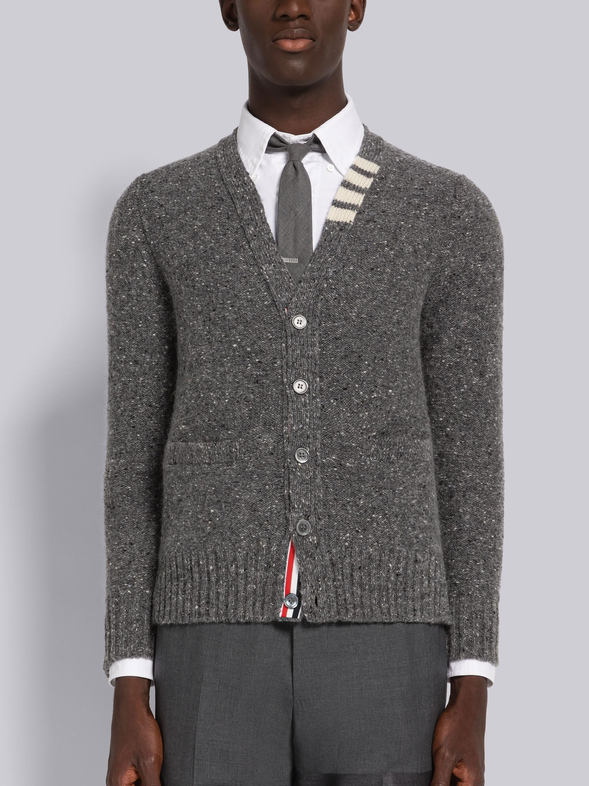 THOM BROWNE DONEGAL TWIST CABLE 4-BAR CARDIGAN