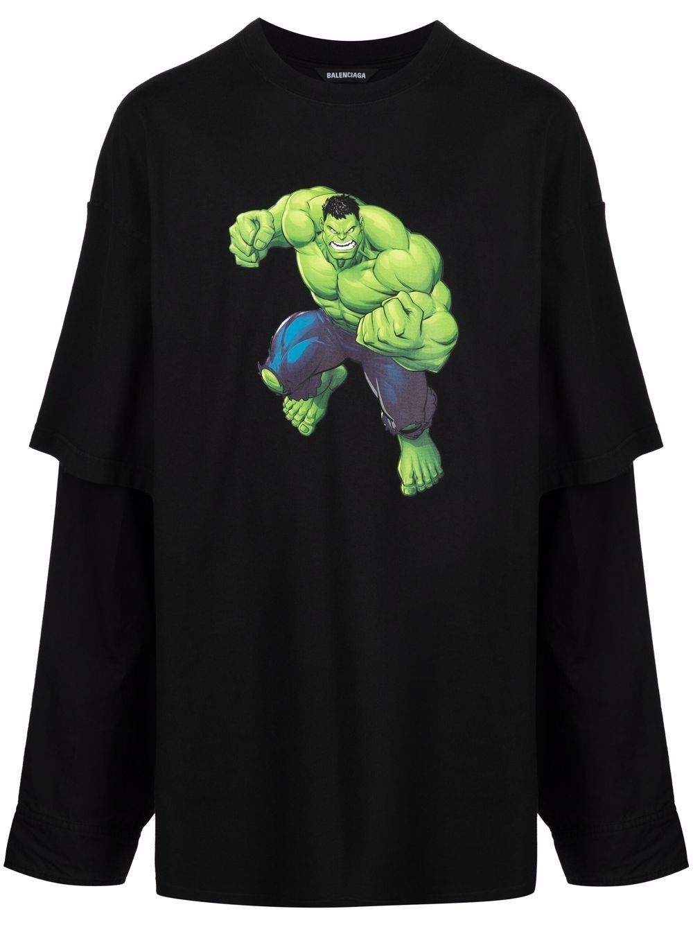 layered Hulk-print sweatshirt - 1