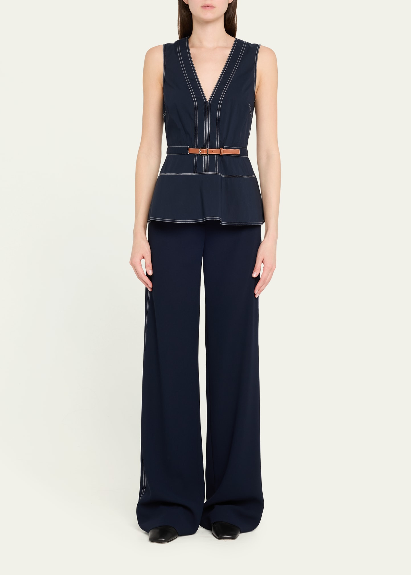 Nickelby Belted V-Neck Top - 2