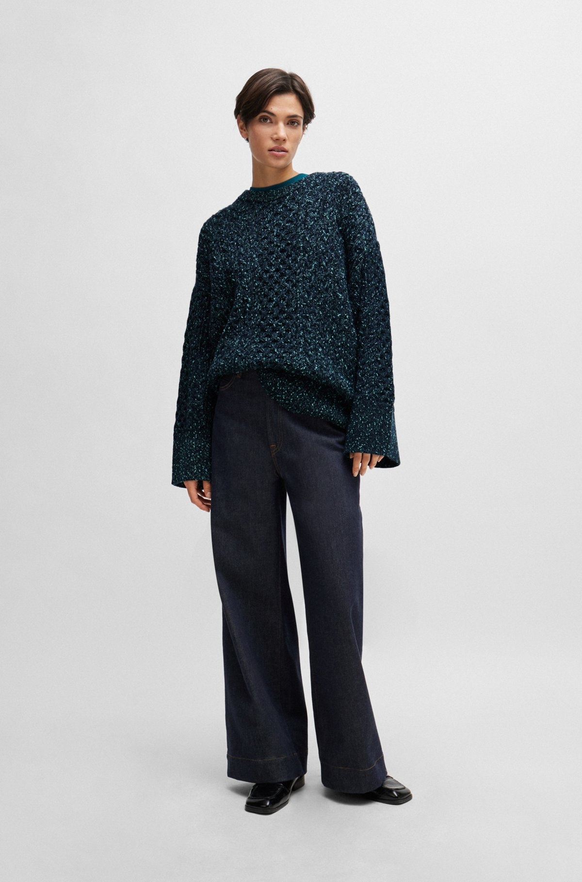 WOOL-BLEND SWEATER WITH CABLE-KNIT STRUCTURE - 3