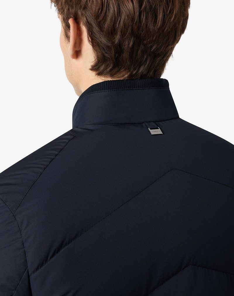 Blue techno poplin down bomber jacket 5