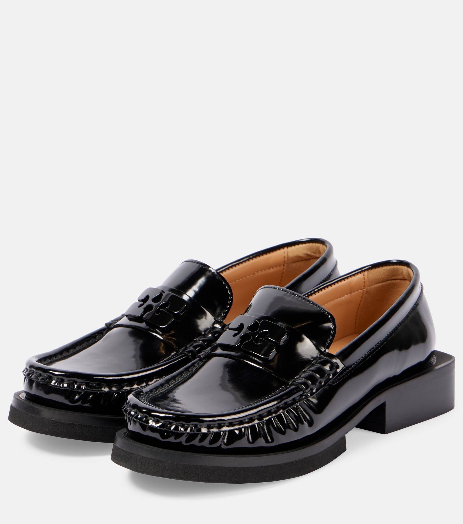 Logo faux leather loafers - 5