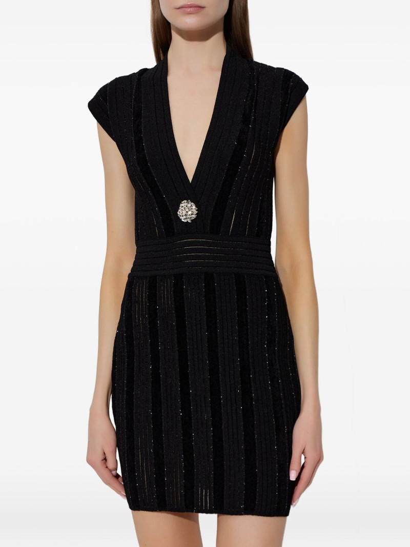 embellished-chest V-neck dress 3