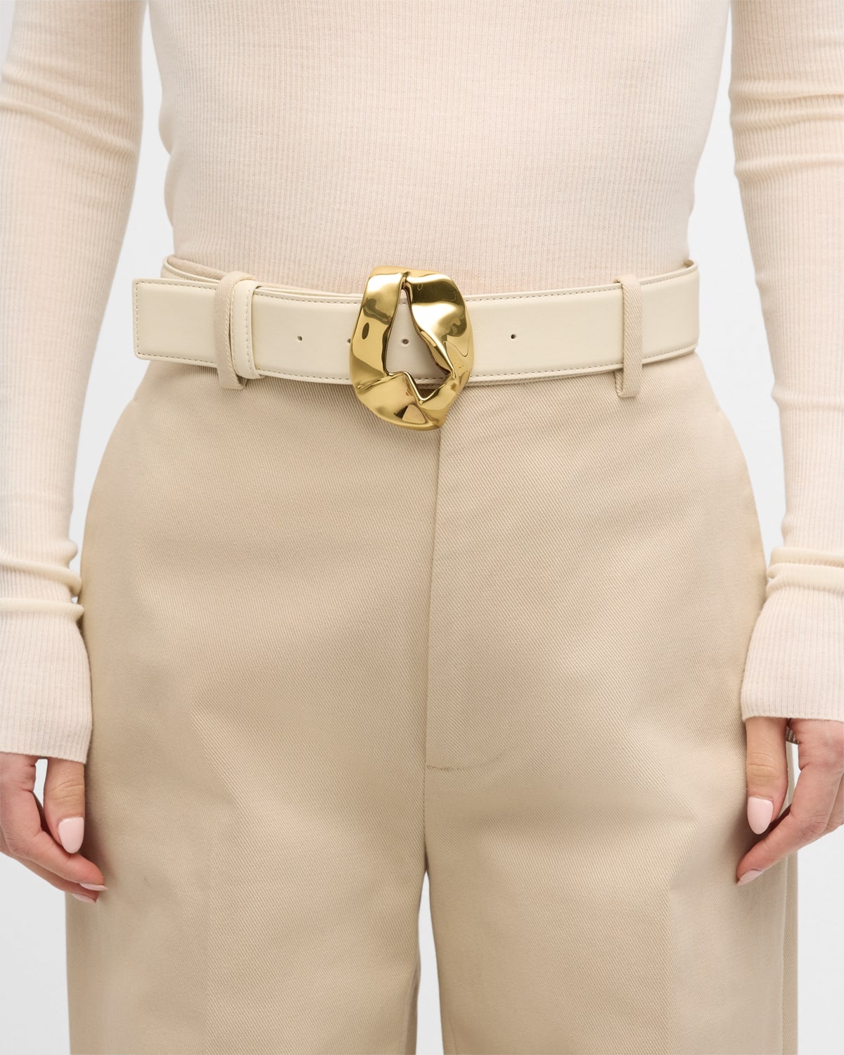 Abstract Buckled Leather Belt - 2