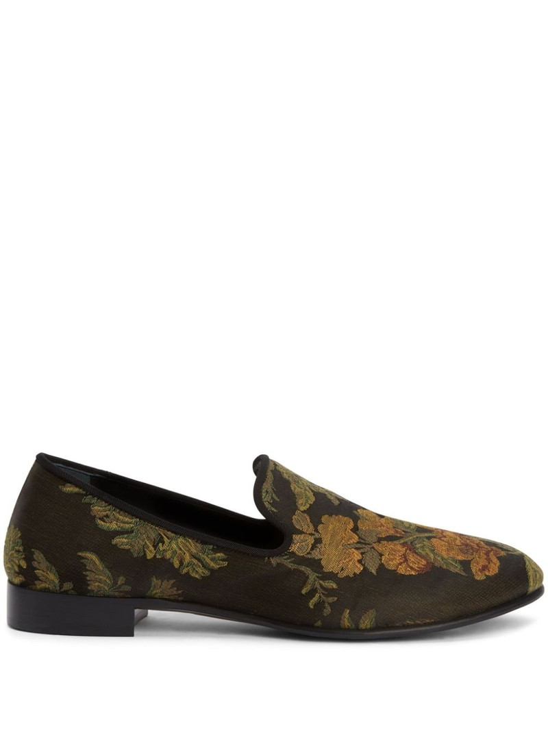 floral-embroidered slip-on loafers 1