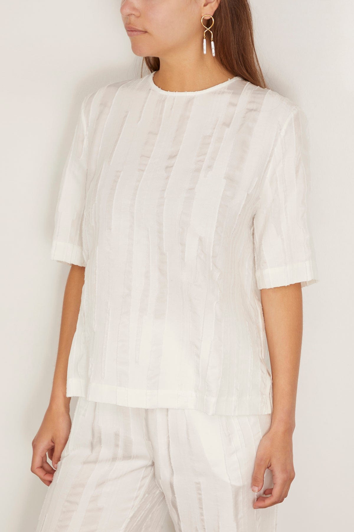 Toba Round Neck Blouse in Ivory - 4