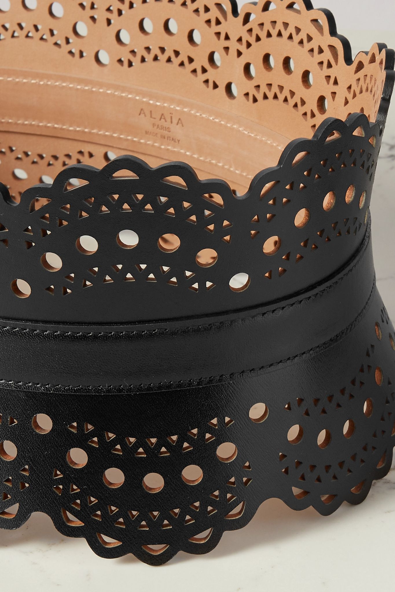 Laser-cut leather waist belt - 3