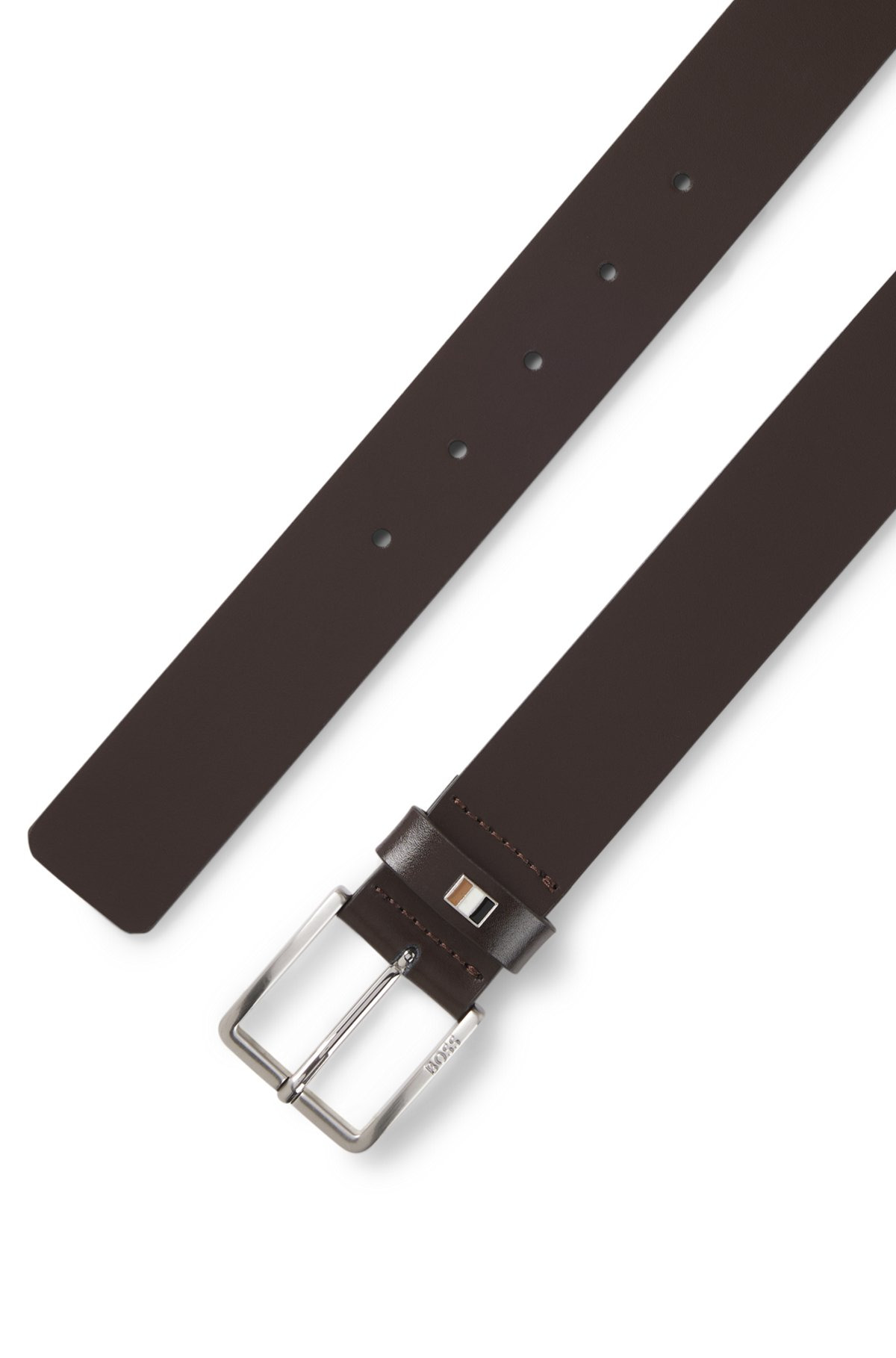 ITALIAN-LEATHER BELT WITH SIGNATURE-STRIPE KEEPER TRIM - 3