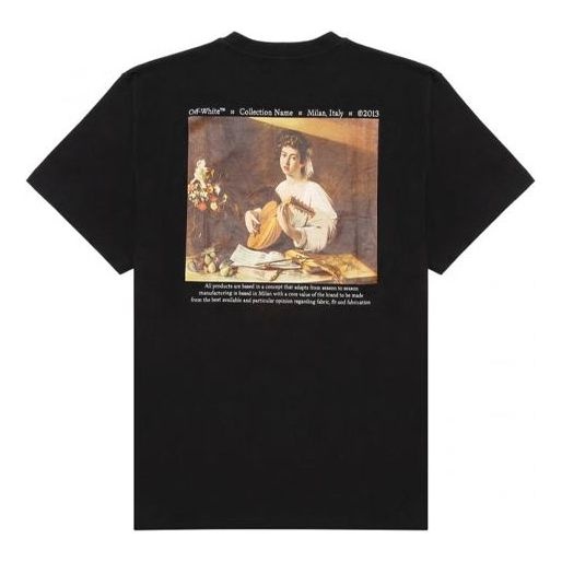 Off-White FW21 Caravaggio Painting Short Sleeve Loose Fit Black OMAA038F21JER0061084 - 1