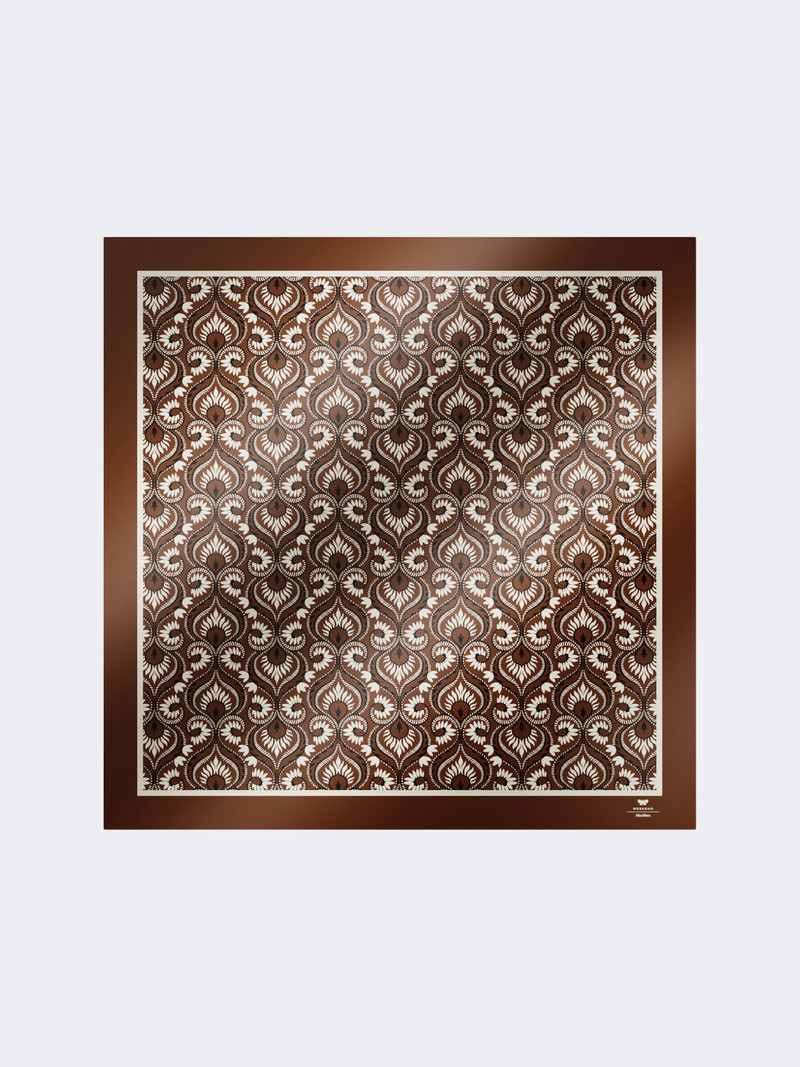 ONESTO Printed silk square foulard - CARAMEL 1