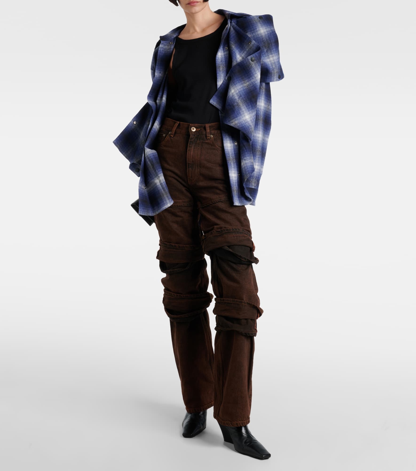 Layered high-rise wide-leg jeans - 2