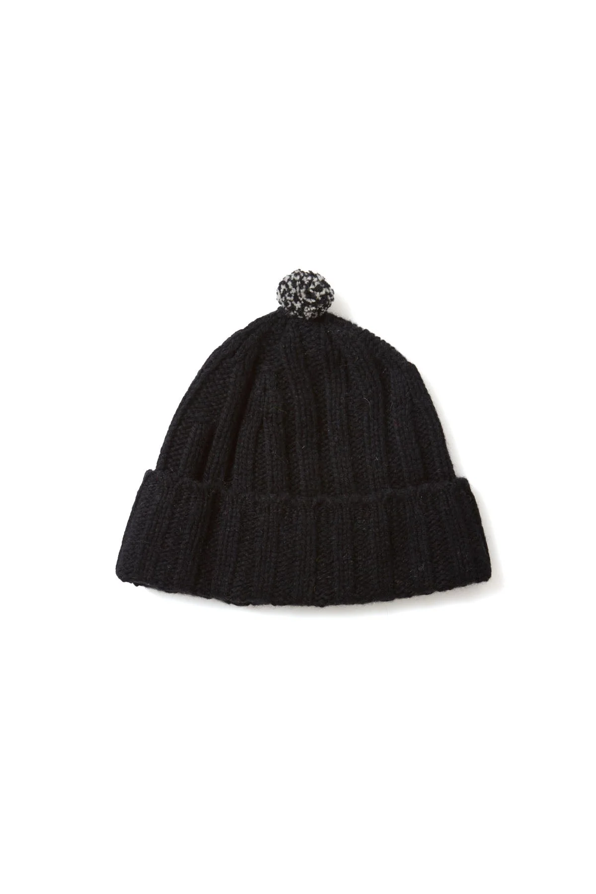 Merino Cashmere Chunky Pom Beanie - Black - 1