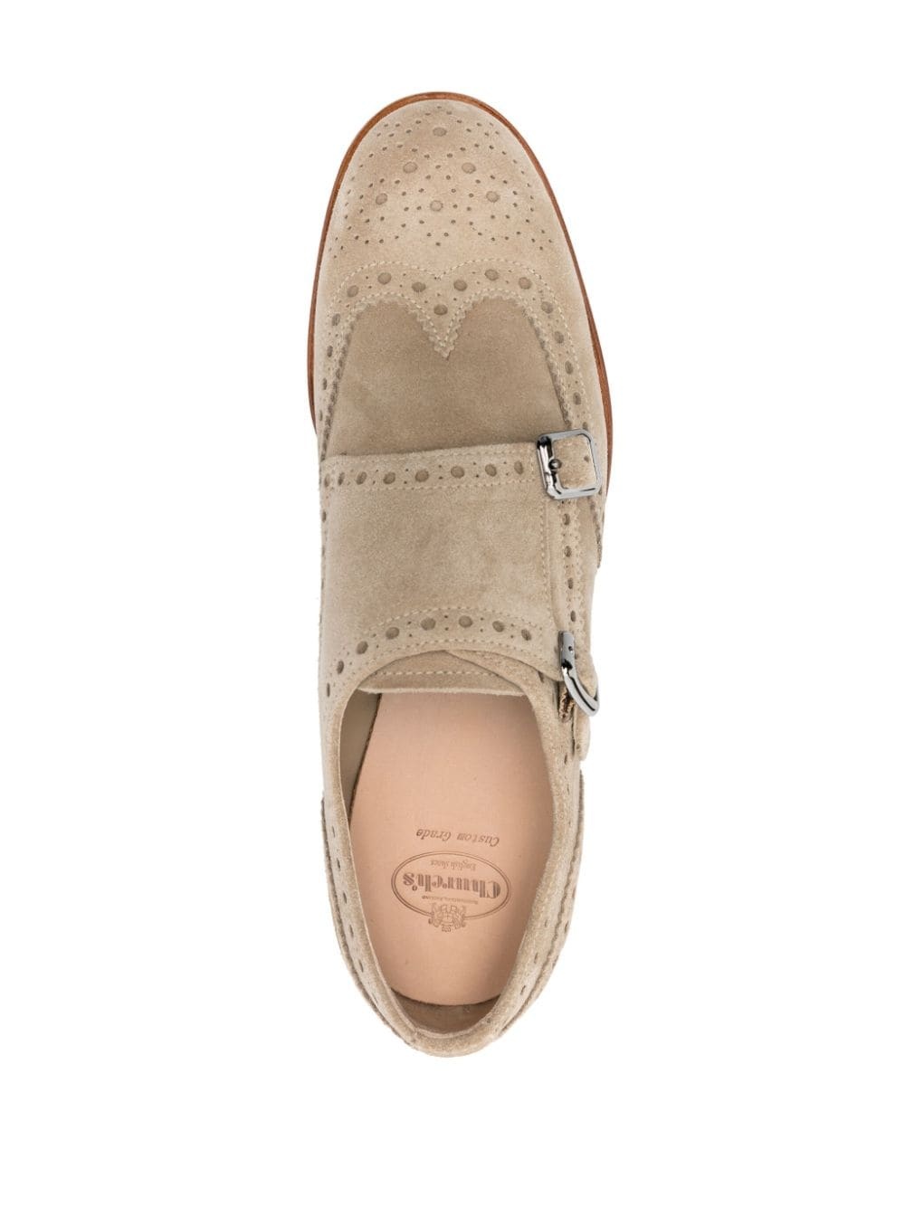 perforated suede monk shoes - 4