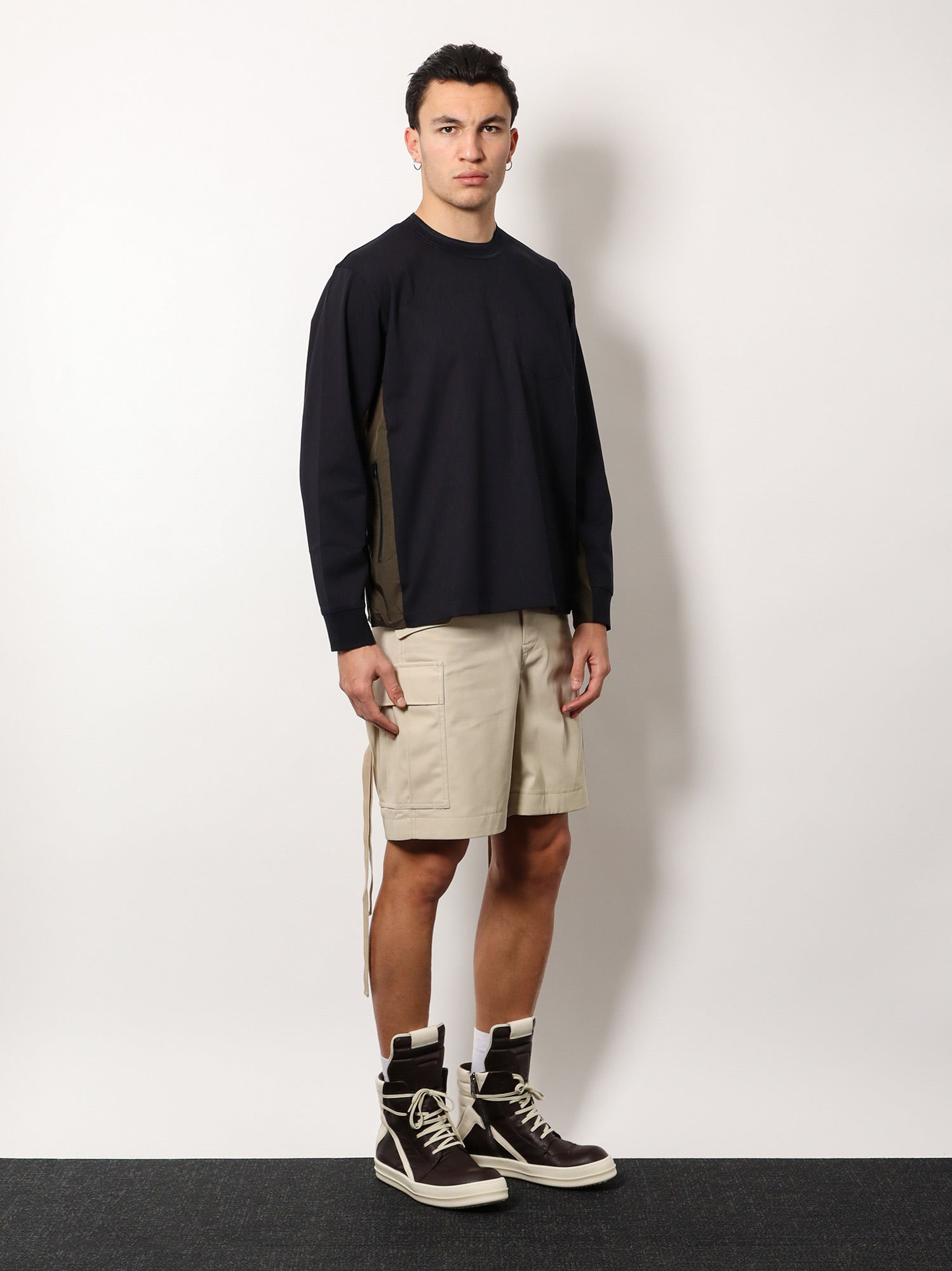Sacai Cotton T-Shirt With Nylon Insert - 2