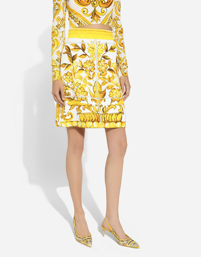 짧은 majolica-print brocade 스커트 4