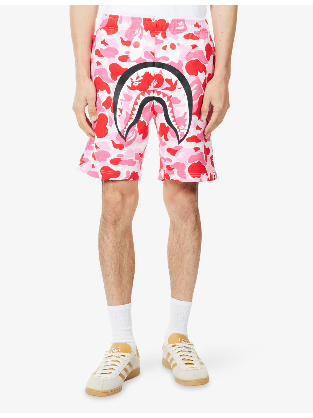 Camo Shark Printed Cotton Sweat Shorts - 3