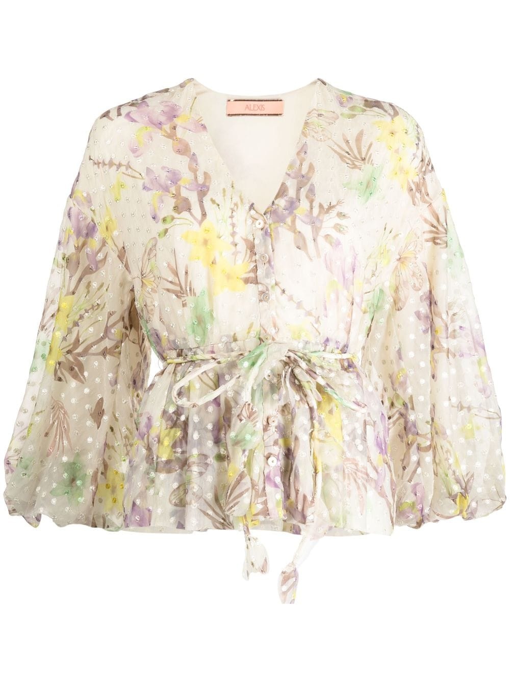 floral-print embroidered shirt - 1