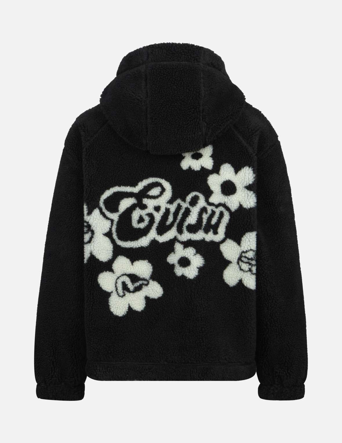 FLORAL JACQUARD OVERSIZED SHERPA FLEECE JACKET - 1
