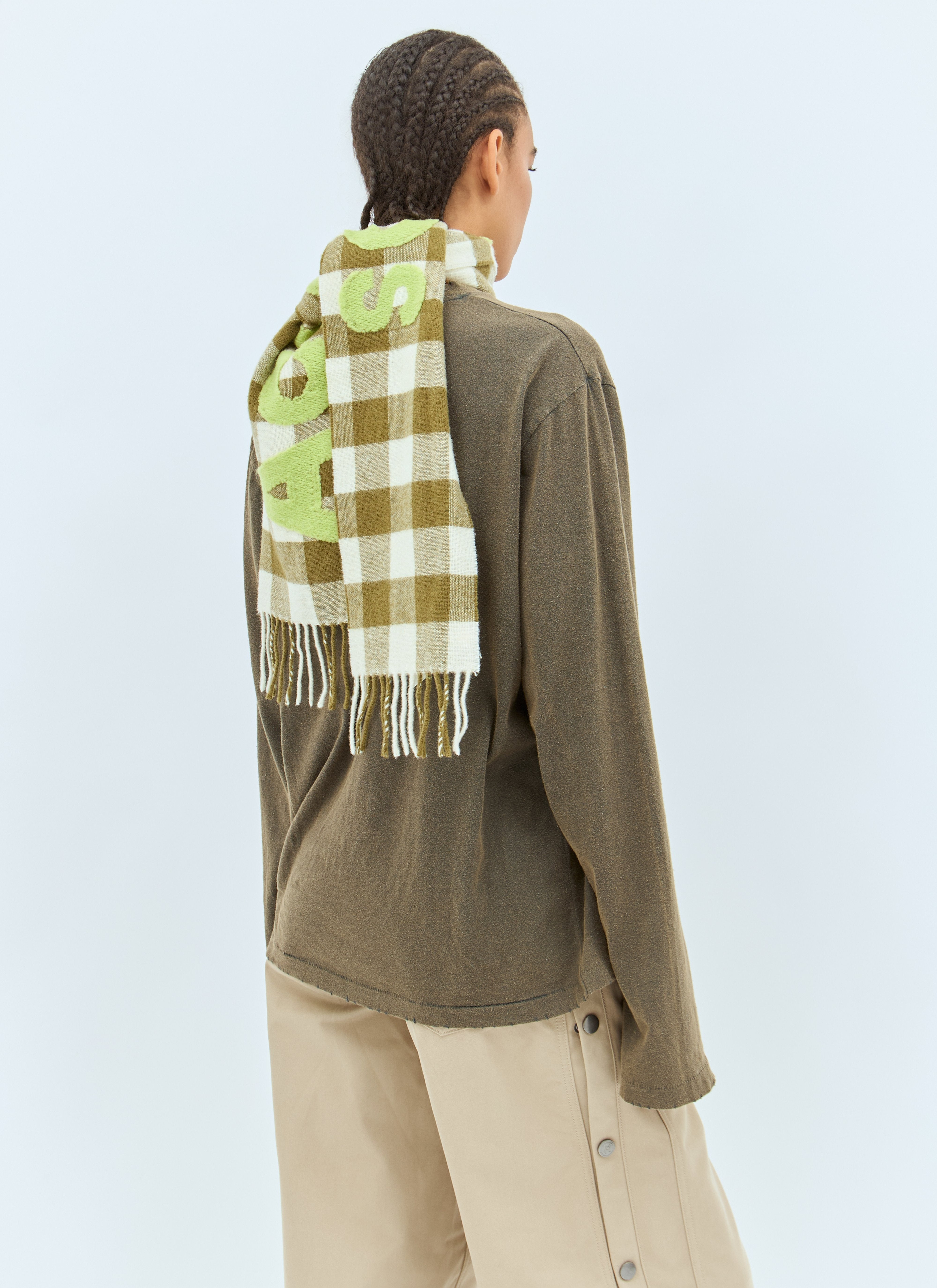Acne Studios Women Narrow Check Logo Scarf - 3