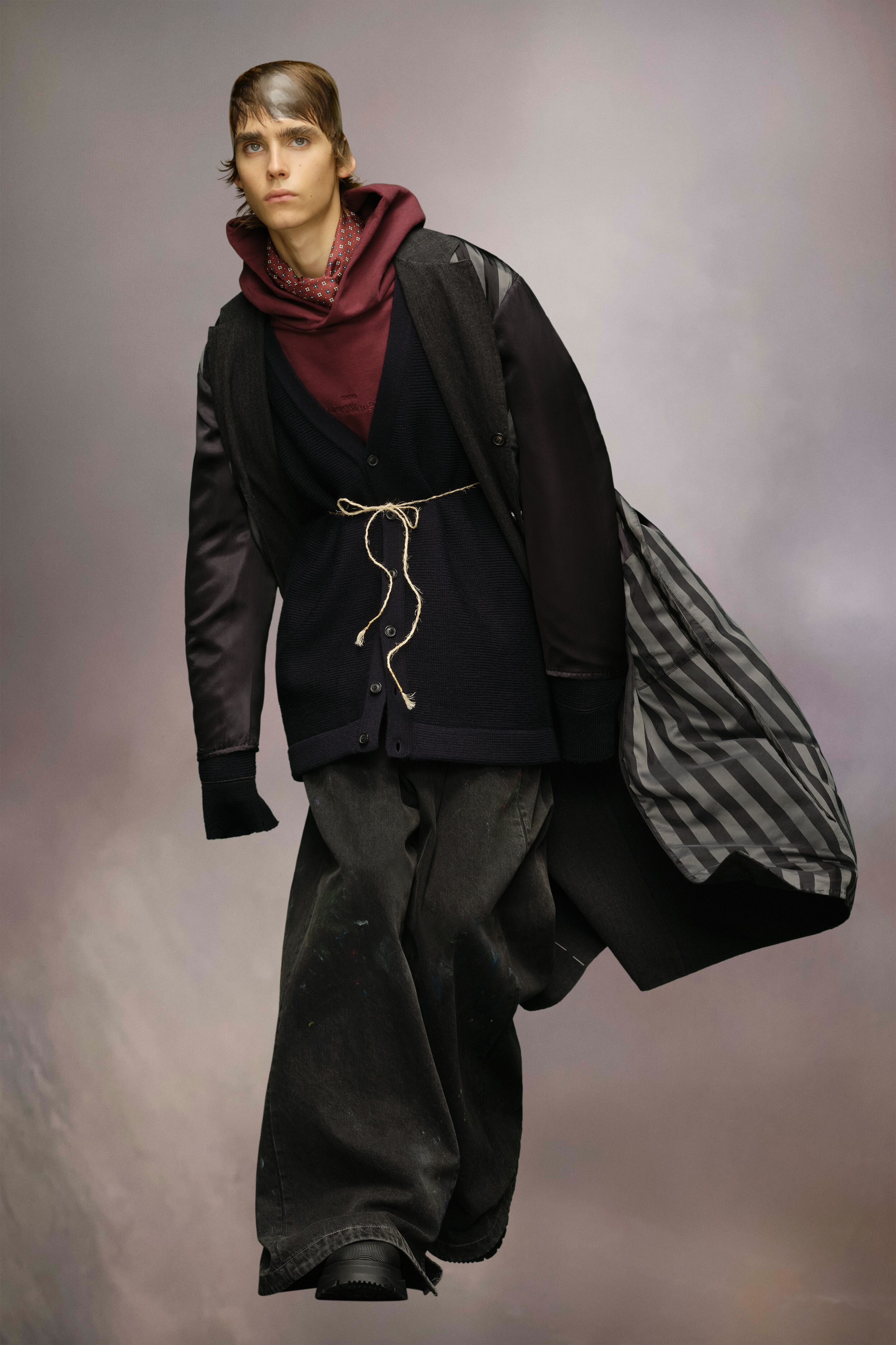 Maison Margiela Herringbone stripe coat | REVERSIBLE