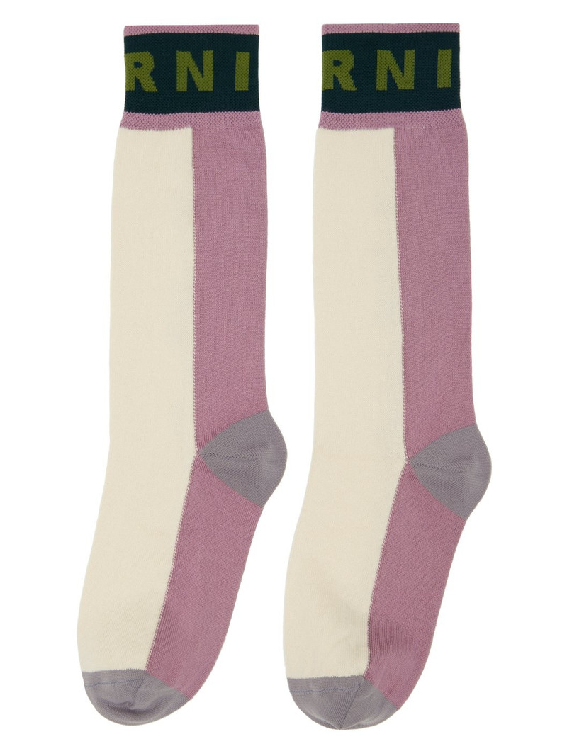 Marni Off-White & Purple Colour-Block Cotton Socks outlook