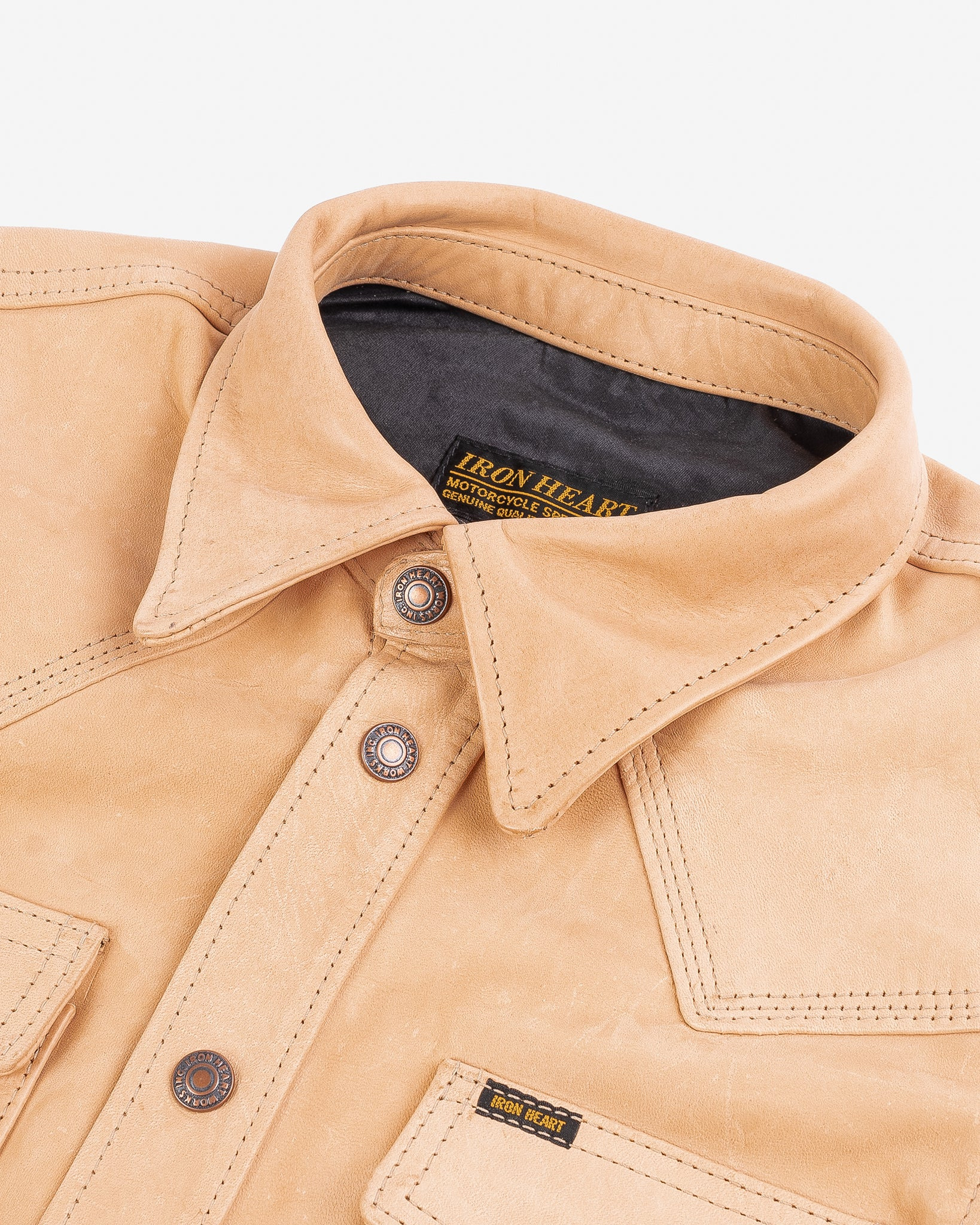 IHSB-PR-NAT Iron Heart X Simmons Bilt Horsehide Western Shirt - The Pale Rider - Natural - 5