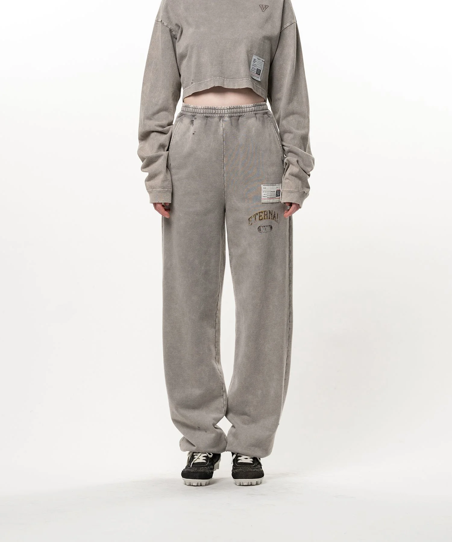 Bleached College Print Jogger Sweat Pants - 1