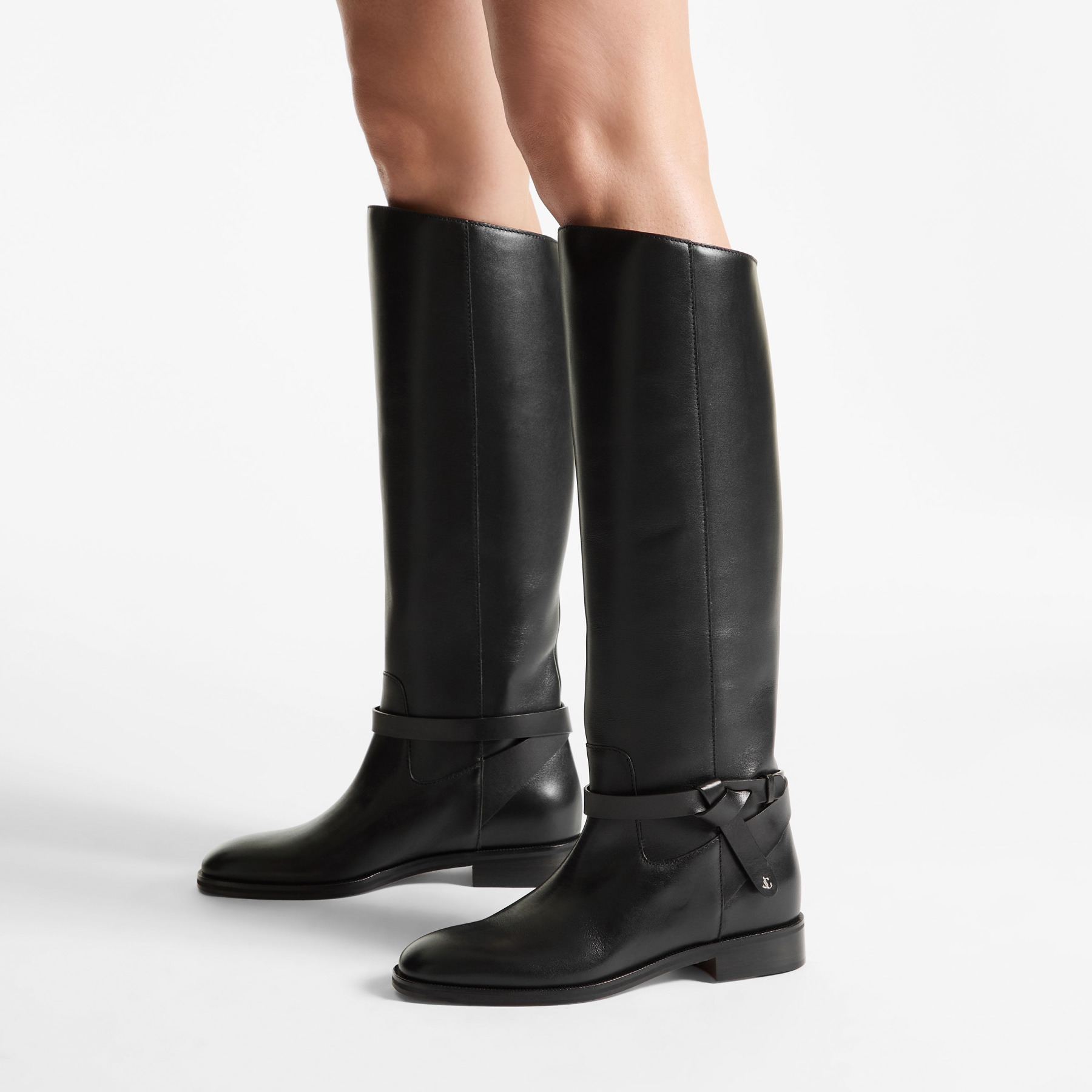 Lawton Knee Boot Flat
Black Calf Leather and Soft Vachetta Knee High Boots - 2