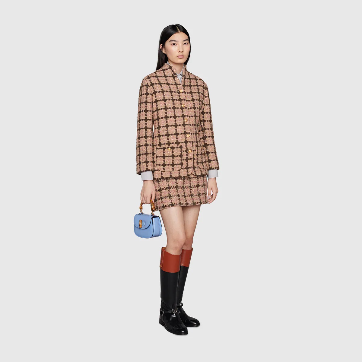 Lamé check tweed mini skirt - 3
