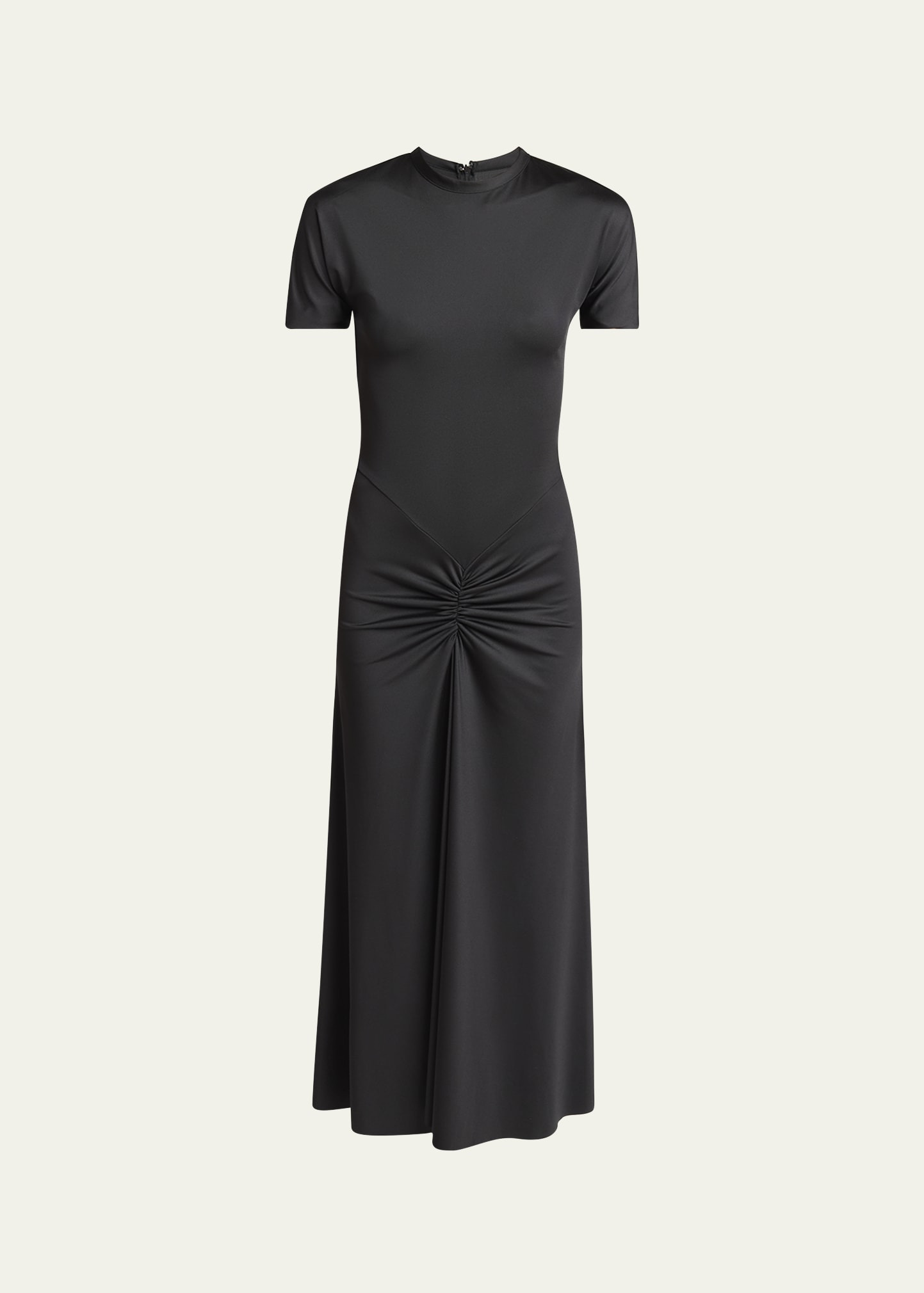 Gathered Drop-Waist Midi T-Shirt Dress - 1