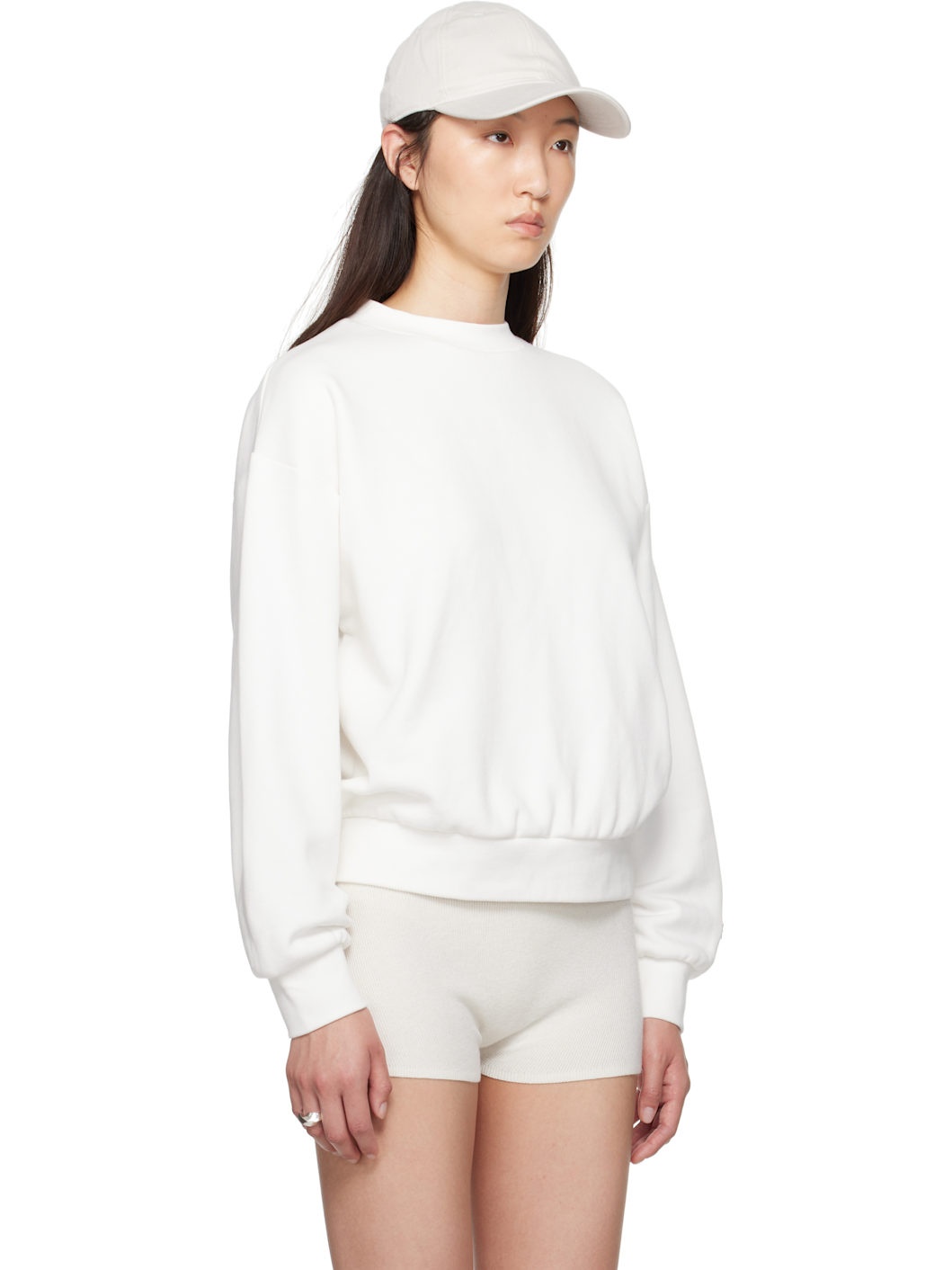 White Classic Fit Crewneck Sweatshirt - 2