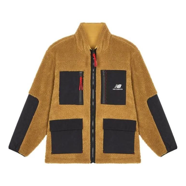 New Balance Men's New Balance Contrasting Colors Pocket Reversible Stand Collar Lamb's Wool Jacket B - 1