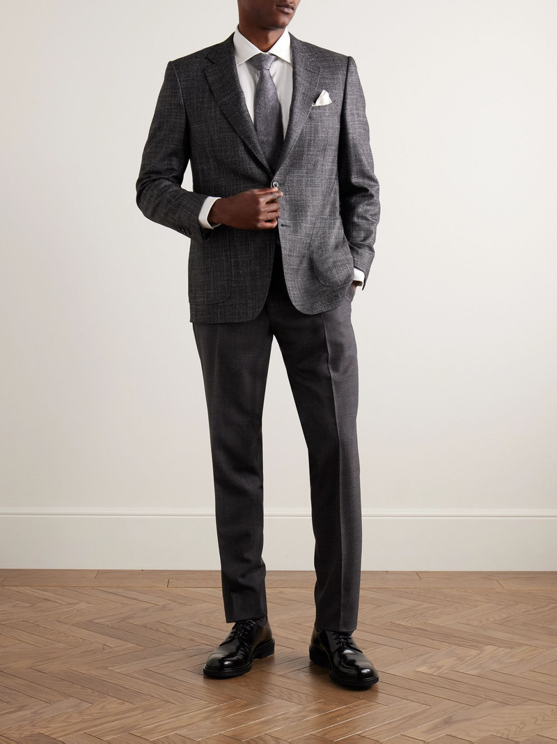 Canali Wool, Silk and Cashmere-Blend Blazer Dark gray outlook