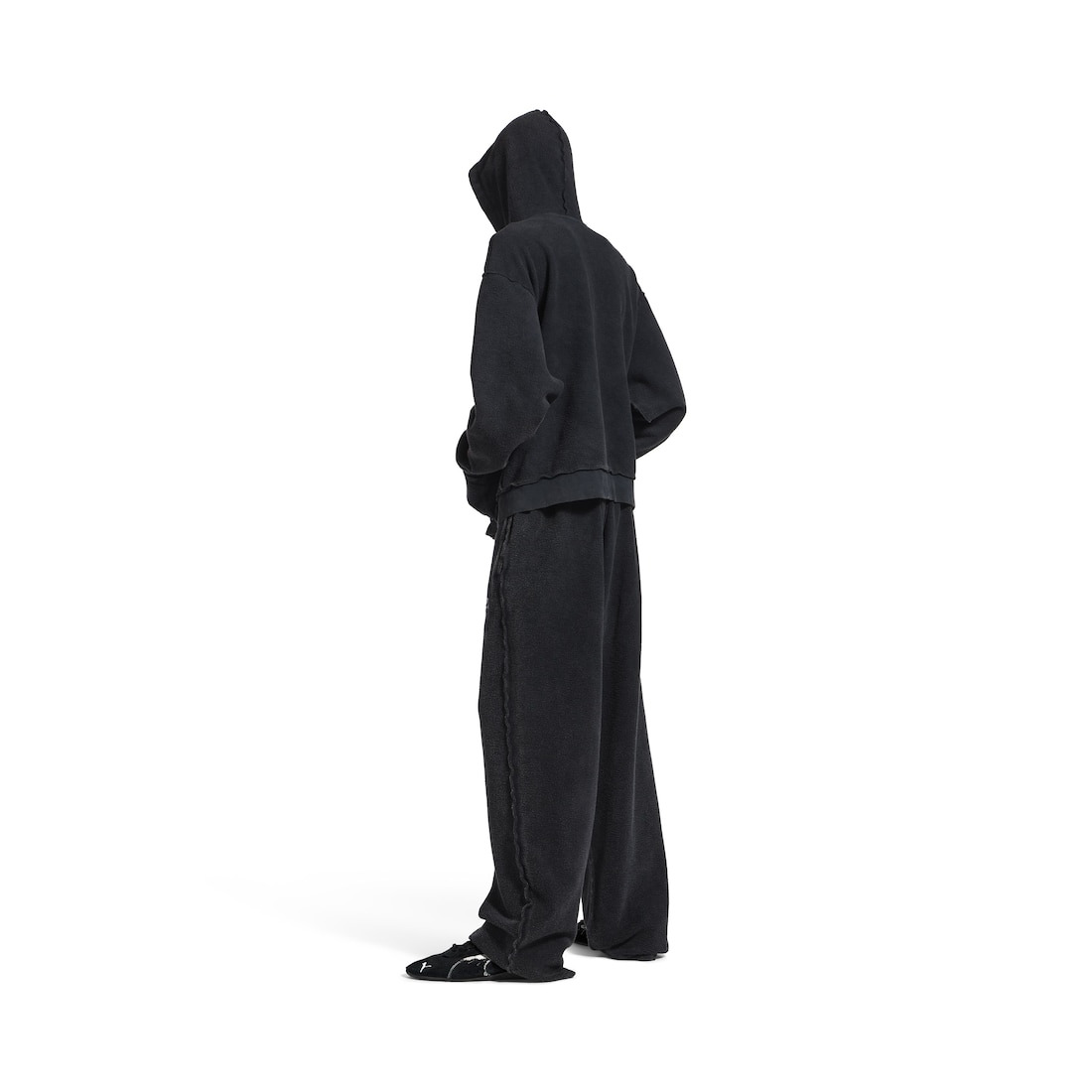 Men's 3b Sports Icon Inside-out Zip-up Hoodie in Black Faded - 4