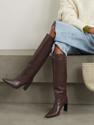 STAUD Wally lizard-effect leather knee boots outlook