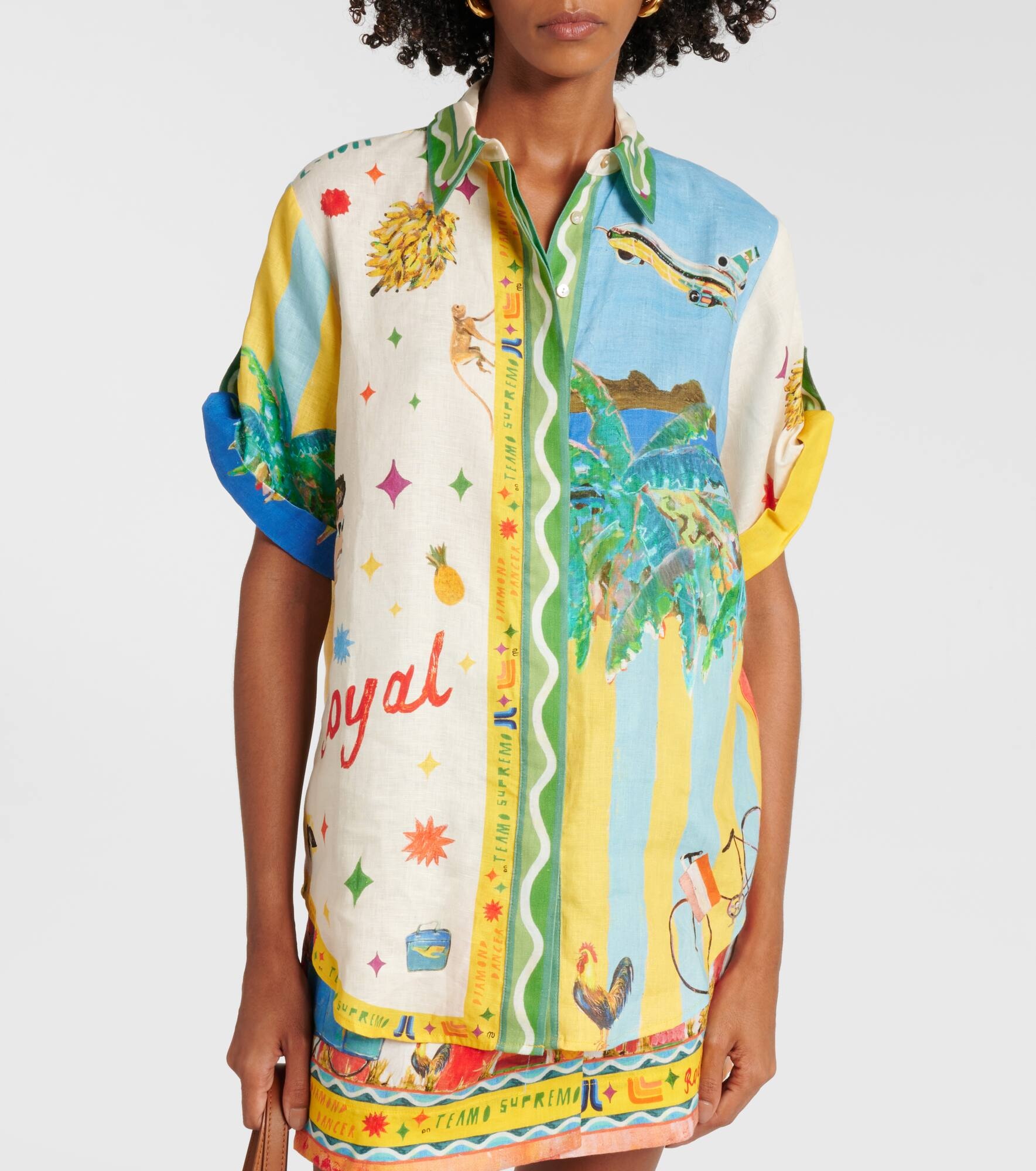 x Adam Lester All Aboard printed linen shirt - 6