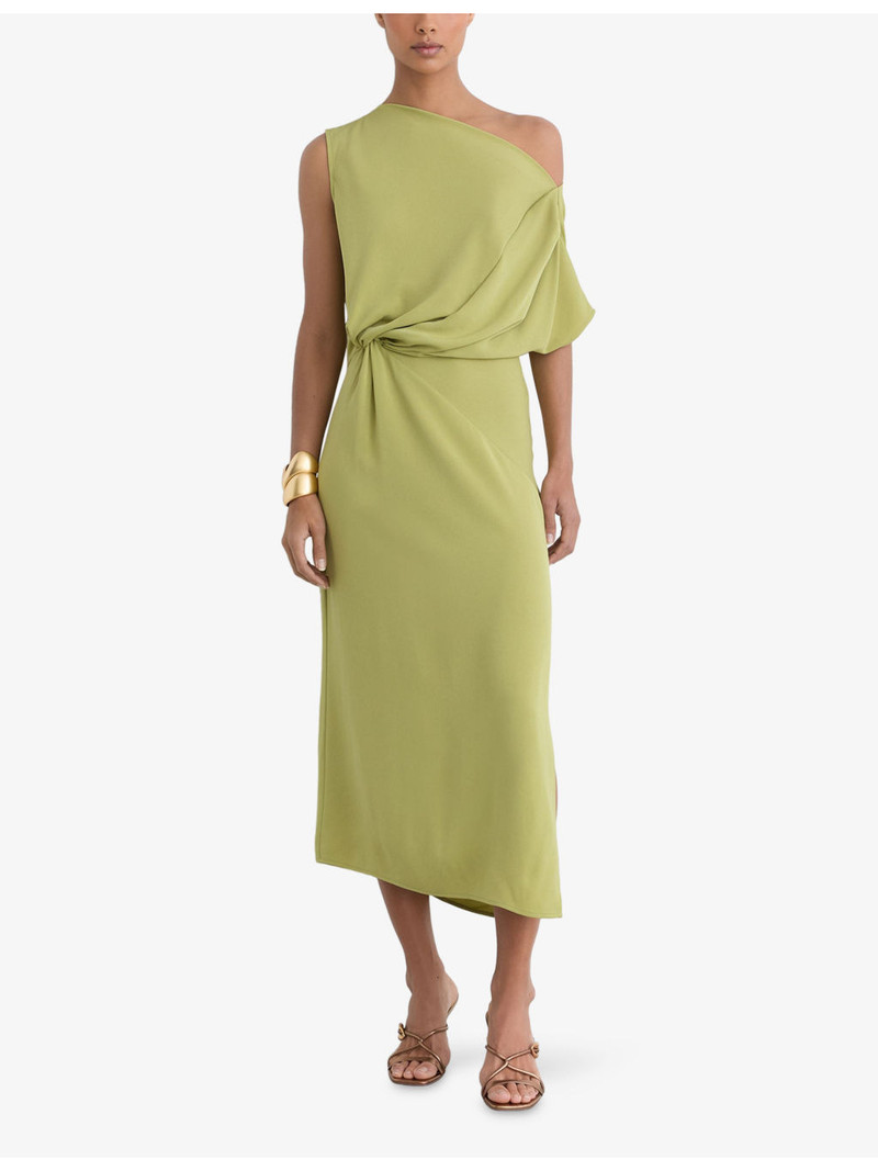 REISS Beth Off-Shoulder Tuck Woven Midi Dress outlook