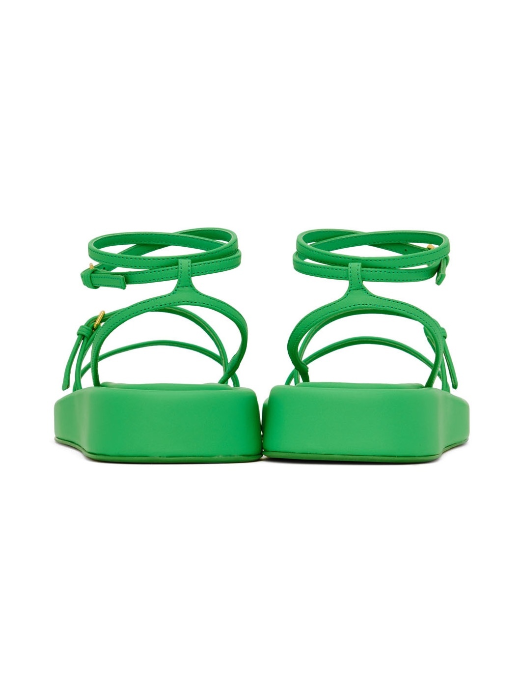 Green Wedge Flat Sandals - 2