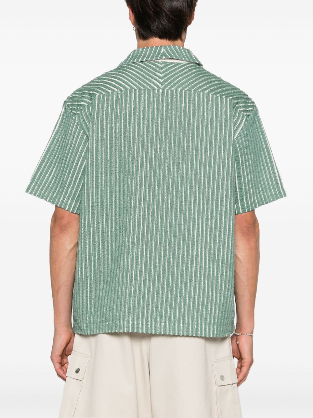 hand-frayed striped shirt - 4