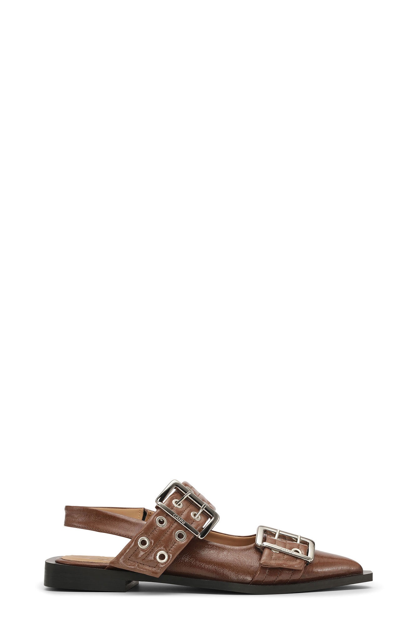 BROWN FEMININE BUCKLE BALLERINAS - 1