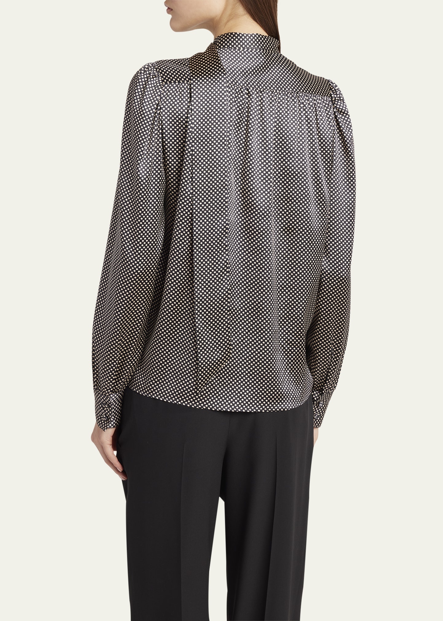Polka Dot Silk Lavalliere Blouse - 3