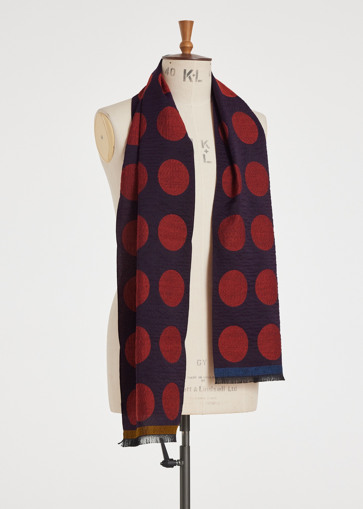 Red Virgin Wool-Blend Jacquard Spot Scarf 3