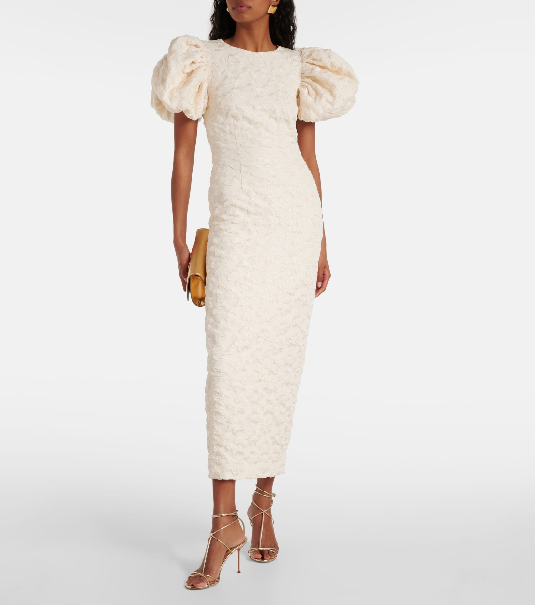 Bridal floral jacquard midi dress - 2