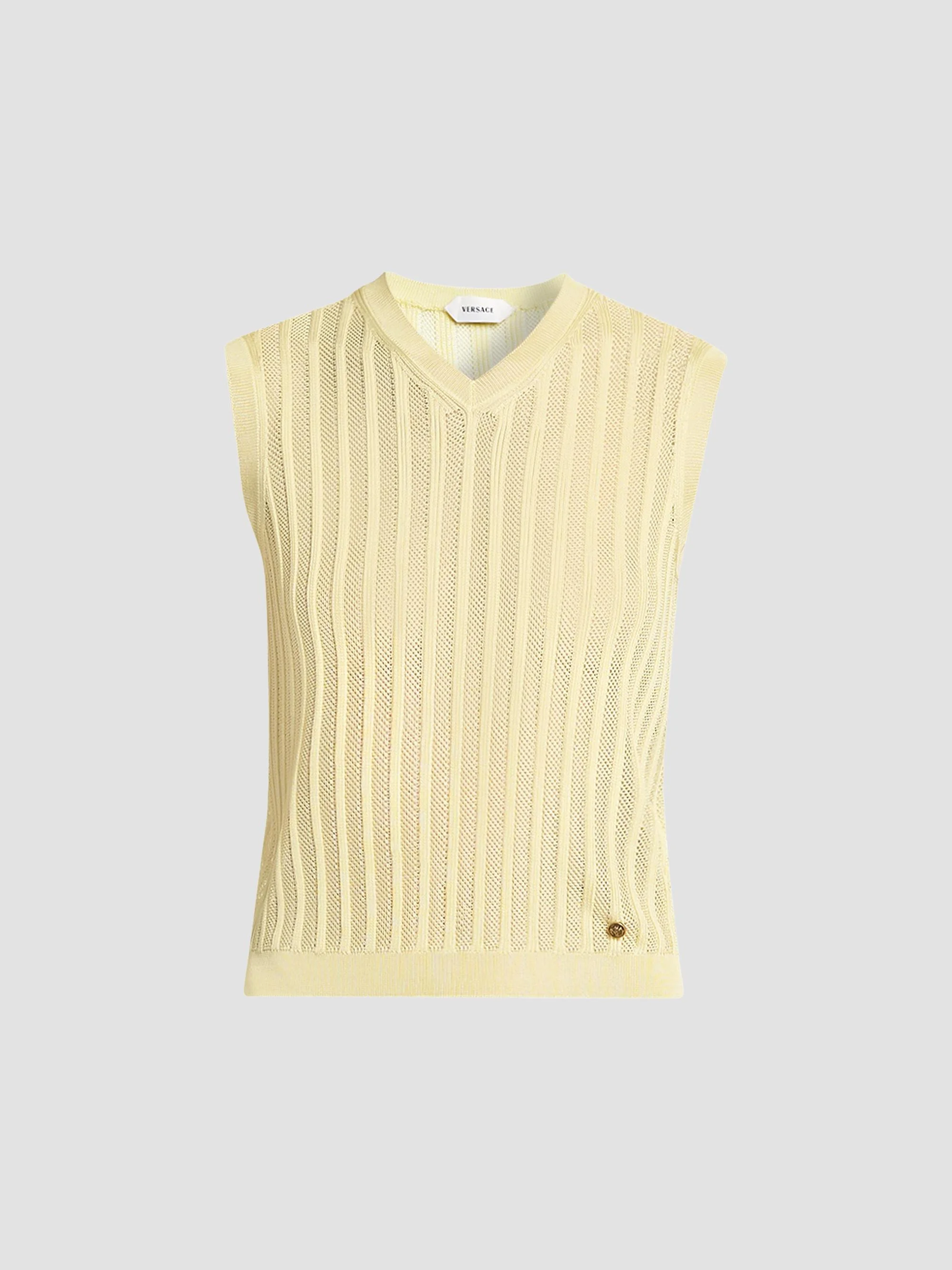 Women's La Vacanza Mesh Rib-Knit Sweater Vest - Pale Yellow - 1