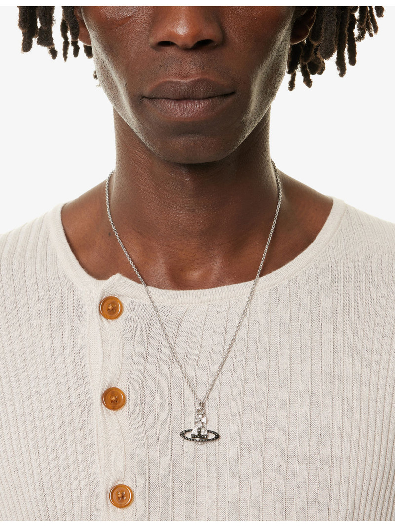 Vivienne Westwood Man. Mayfair Bas Relief Rhodium-Plated Brass and Crystal Pendant Necklace outlook