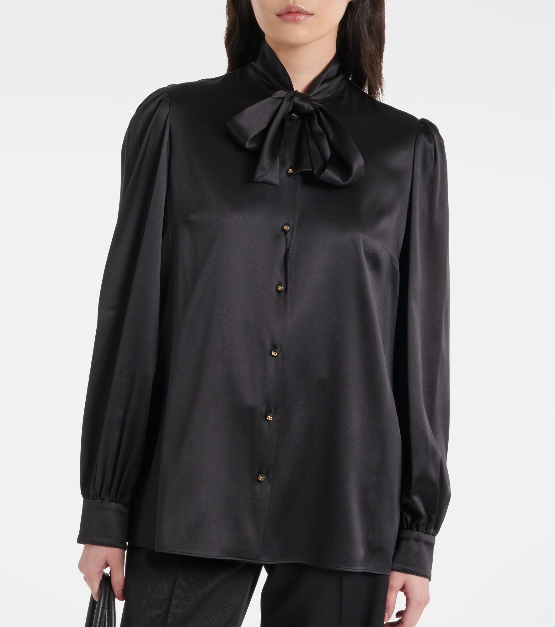 Tie-neck silk-blend satin blouse - 6