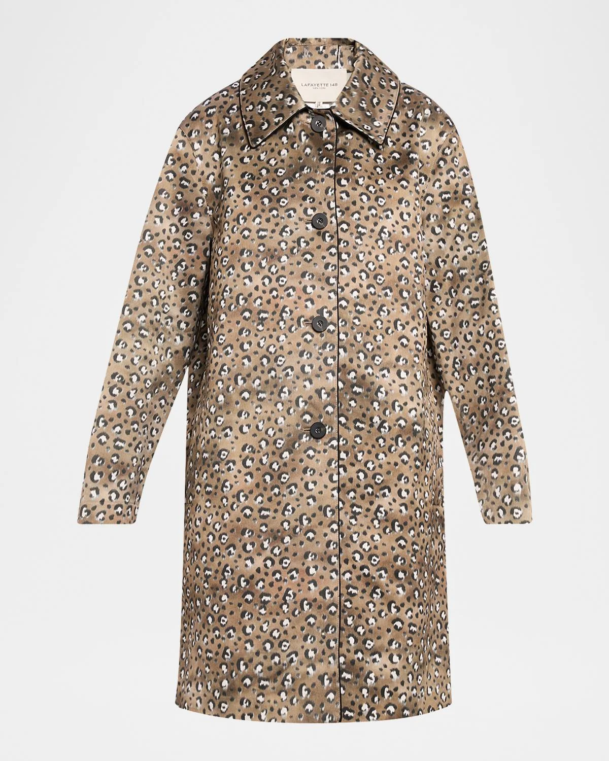Leopard-Print Straight Twill Coat - 1