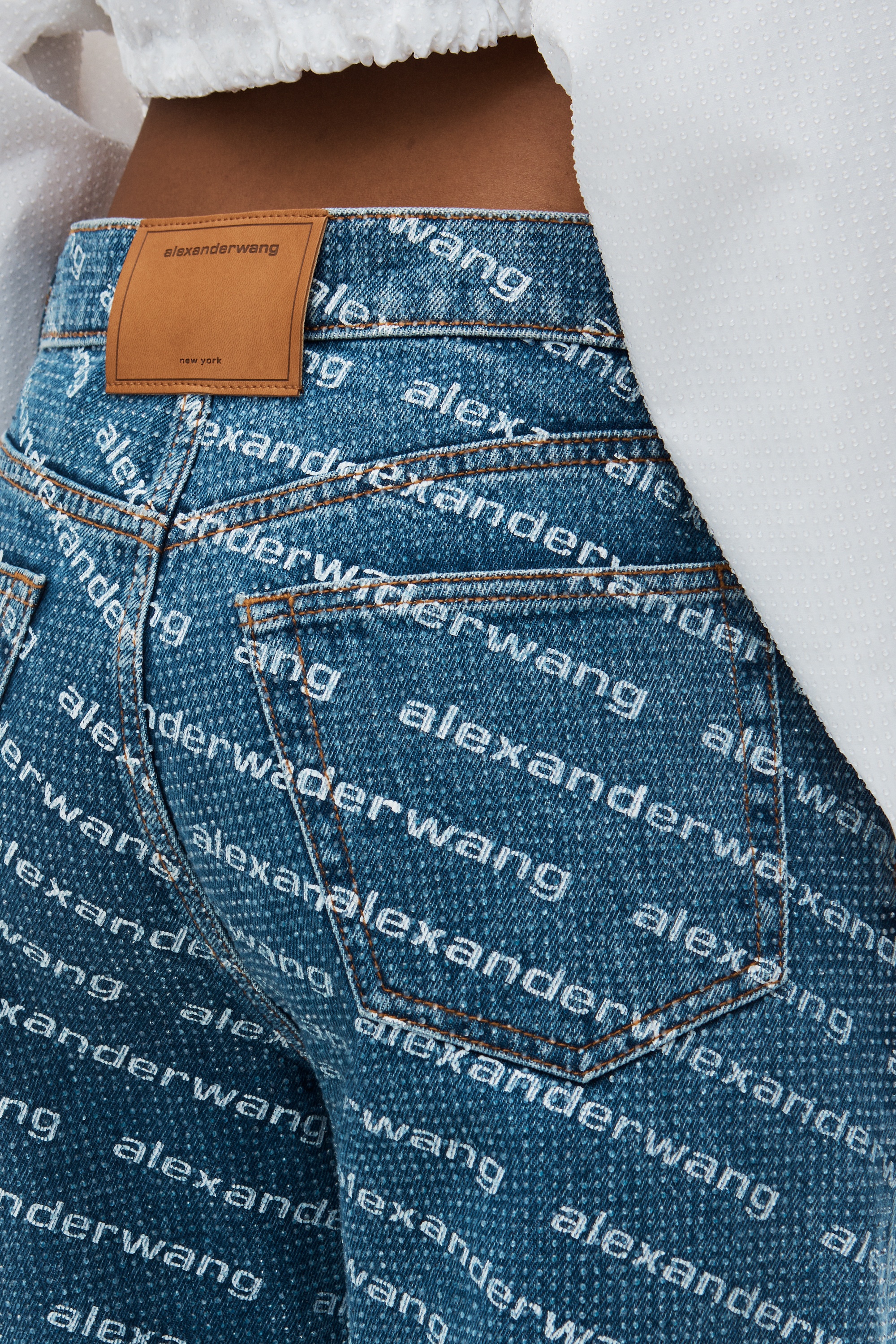 EZ Mid Rise Jeans in Logo Crystal Hotfix - 6