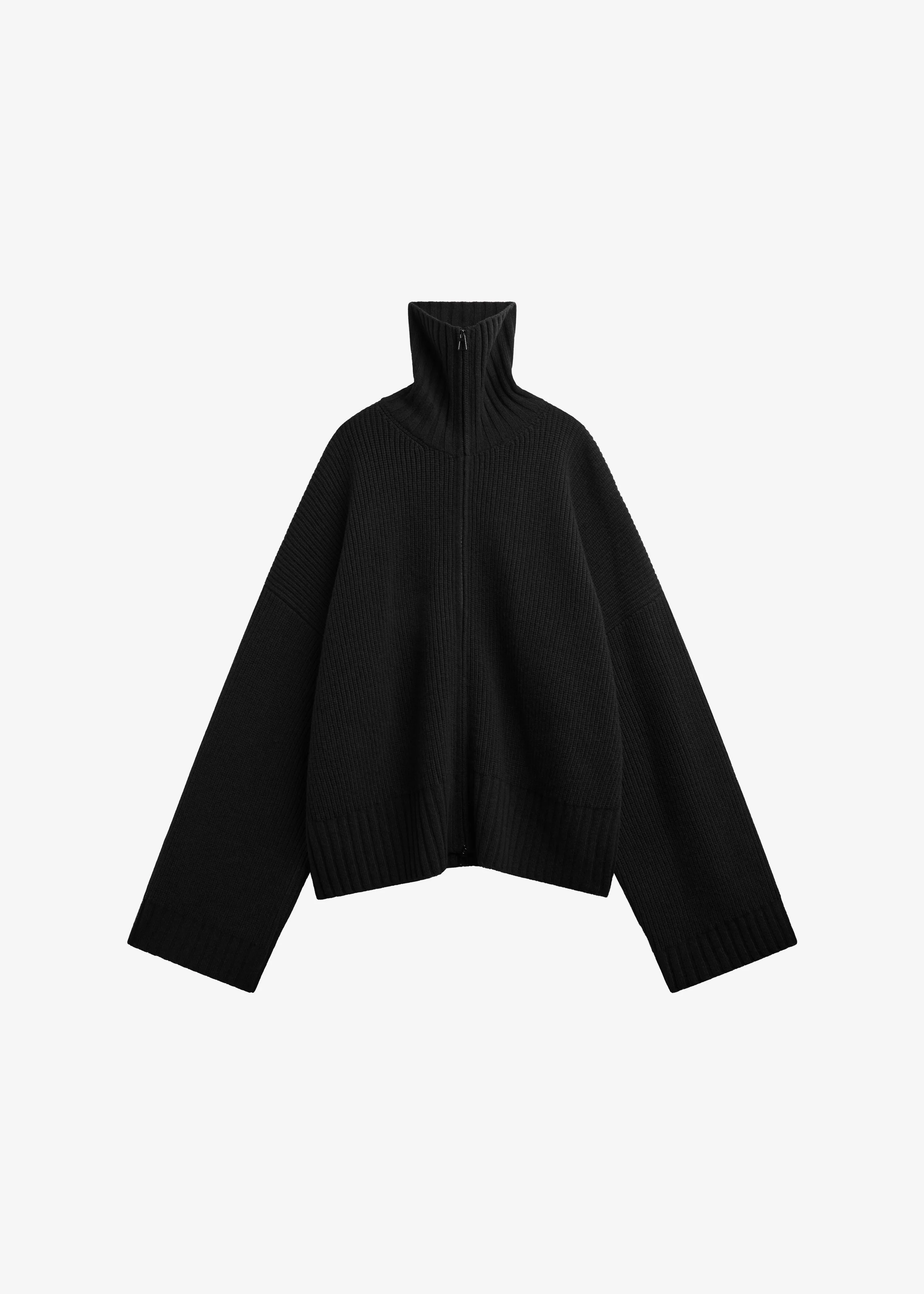 Veda Oversized Zip-Up Cardigan - Black - 1