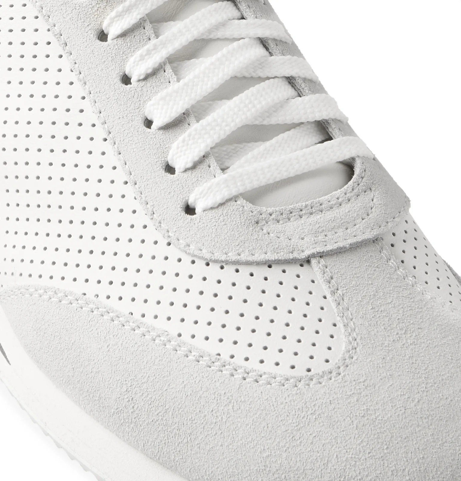 Suede-Trimmed Leather and Mesh Sneakers - 7